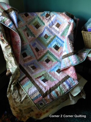 Log cabin Quilt in Chair - our home to yours
