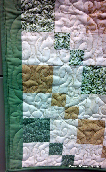 Green Table Runner showing Quilting Detail